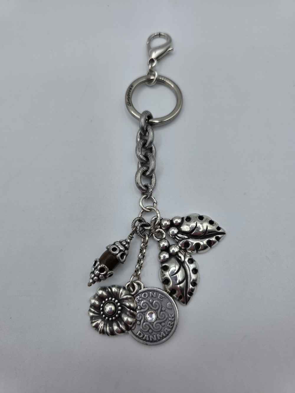 Brighton Silver-Tone Leaf & Floral Bag Charm And Keychain